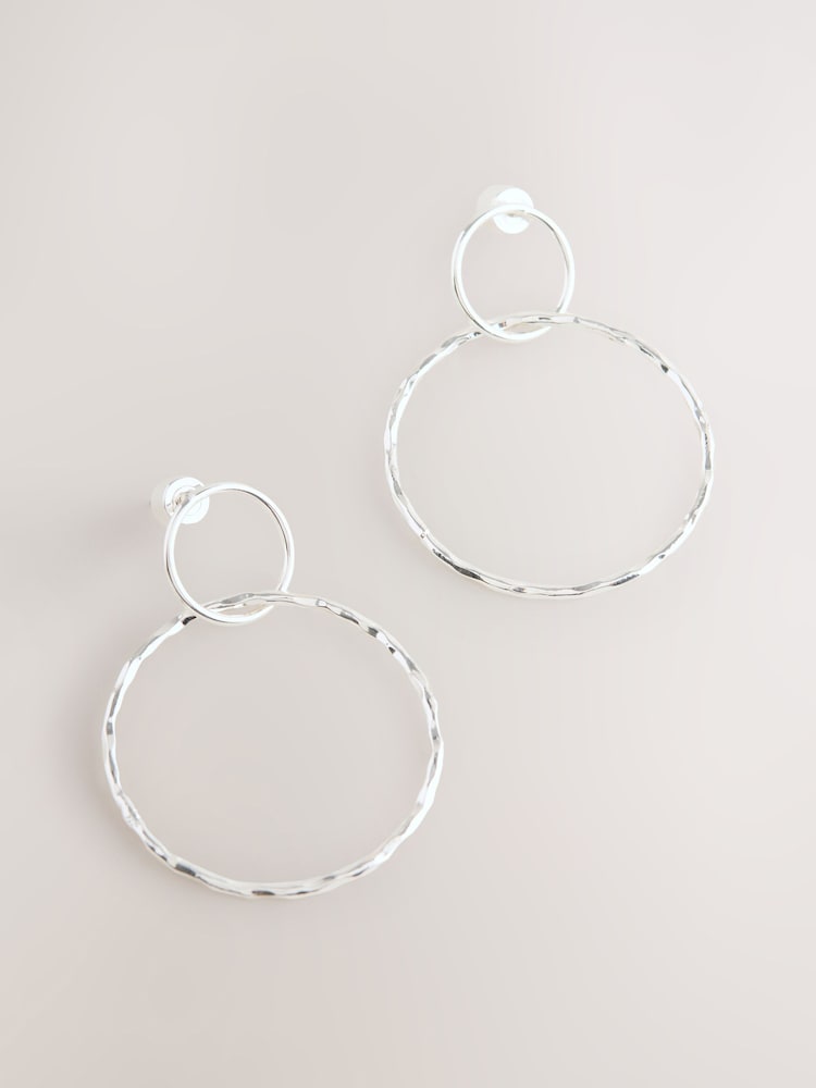 Silver Tone Circle Drop Earrings - Image 1 of 3 Silver Tone Circle Drop Earrings - Image 1 of 3