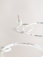 Silver Tone Circle Drop Earrings - Image 2 of 3