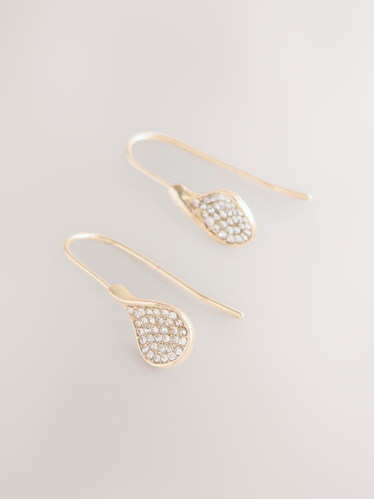 Gold Tone Sparkle Petal Drop Earrings - Image 1 of 3 Gold Tone Sparkle Petal Drop Earrings - Image 1 of 3