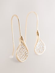 Gold Tone Sparkle Petal Drop Earrings - Image 2 of 3