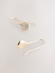 Gold Tone Sparkle Petal Drop Earrings - Image 3 of 3