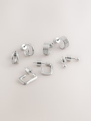Silver Tone Mini Hoop Earrings 4 Pack - Image 1 of 3