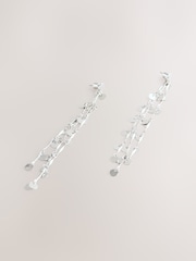 Silver Tone Disc Drop Shoulder Duster Earrings - Image 1 of 3