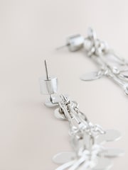 Silver Tone Disc Drop Shoulder Duster Earrings - Image 3 of 3