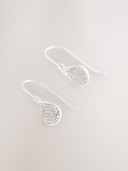 Silver Tone Sparkle Petal Drop Earrings - Image 1 of 3