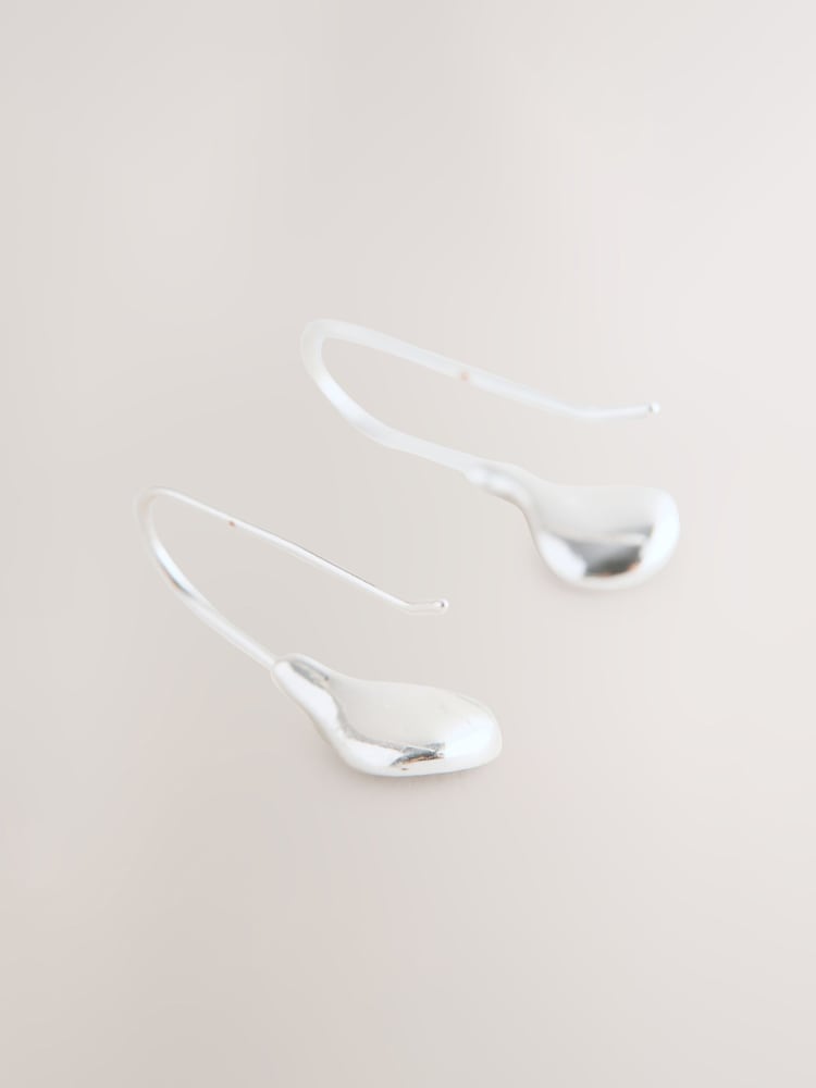 Silver Tone Sparkle Petal Drop Earrings - Image 3 of 3