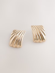 Gold Tone Oversized Rectangle Stud Earrings - Image 1 of 3
