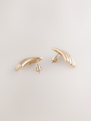 Gold Tone Oversized Rectangle Stud Earrings - Image 2 of 3
