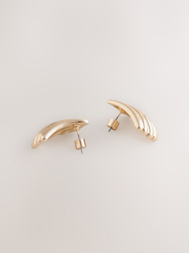 Gold Tone Oversized Rectangle Stud Earrings - Image 2 of 3