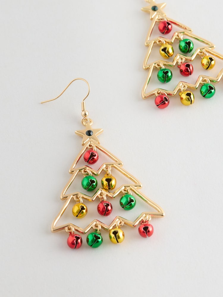 Gold Tone Christmas Tree Drop Earrings - Image 3 of 3