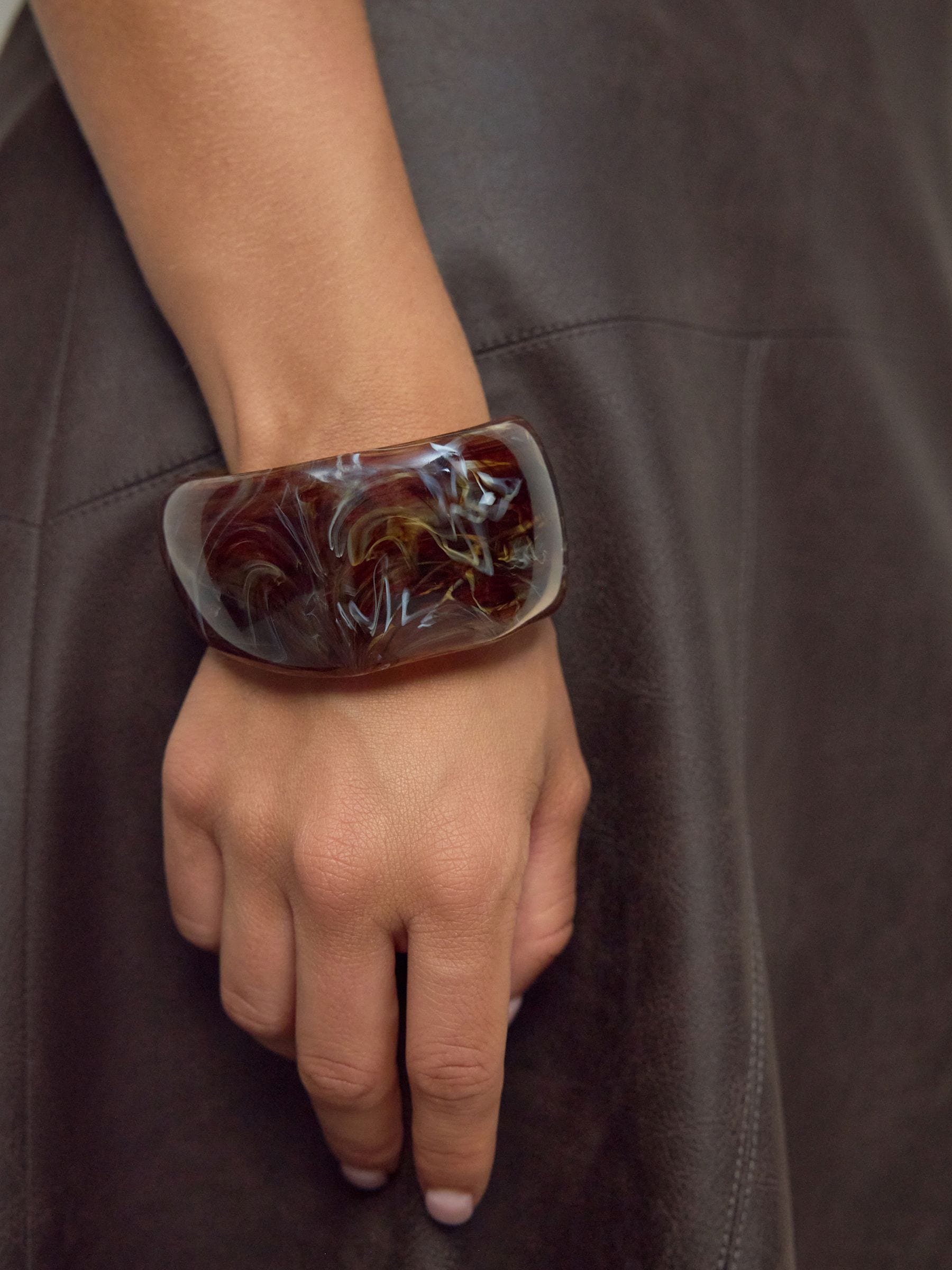 Buy Brown Chunky Acrylic Bangle from Next Portugal