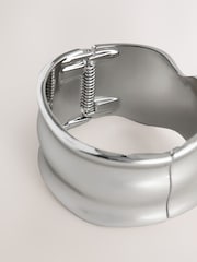 Silver Tone Wide Hinged Bangle - Image 6 of 7