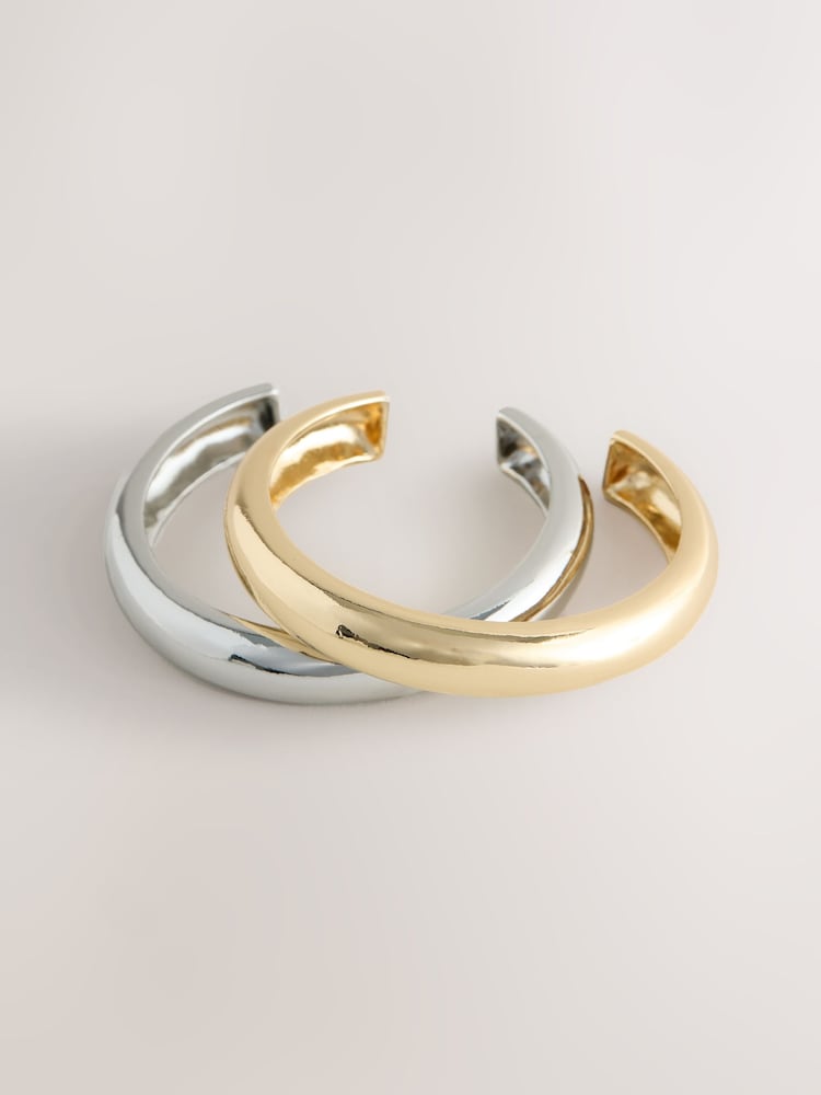 GoldSilver Tone Mixed Metal Cuffs Bracelets 2 Pack - Image 1 of 3