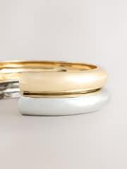 Gold-/silberfarben - Mixed Metal Cuffs Armbänder 2 Packung - Bild 6 von 7