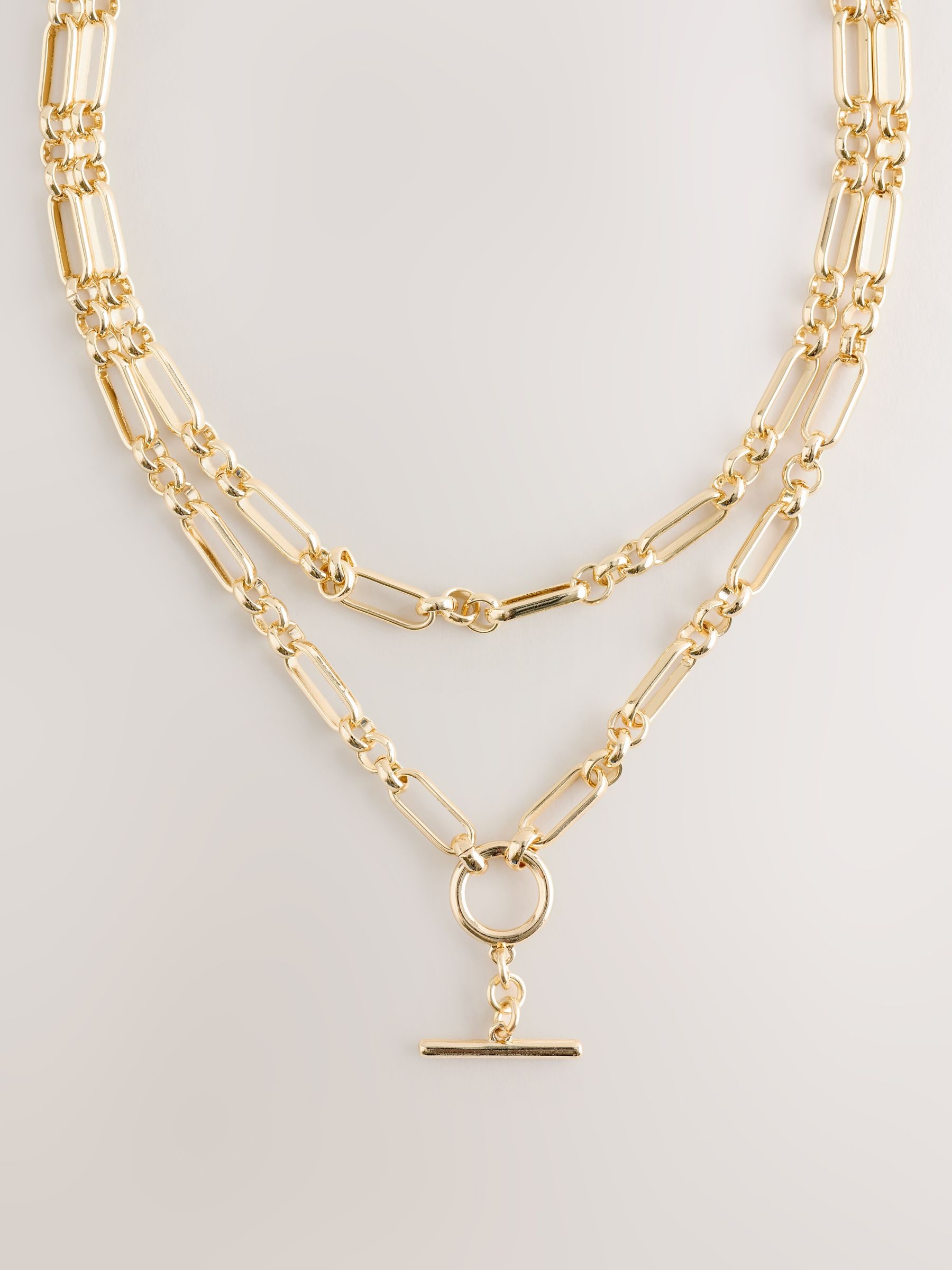 Buy Gold Tone 2 Layer T-Bar Chain Necklace from Next Canada