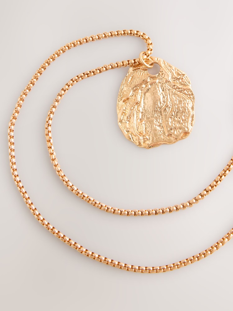 Gold Tone Long Disc Necklace - Image 2 of 3