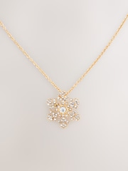 Gold Tone Christmas Snowflake Necklace - Image 4 of 6