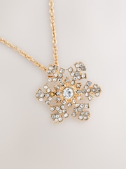 Gold Tone Christmas Snowflake Necklace - Image 5 of 6