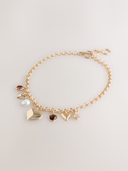 Gold Tone Heart Charm Chunky Necklace - Image 1 of 4