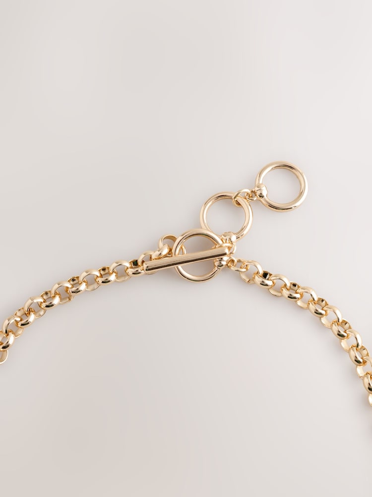Gold Tone Heart Charm Chunky Necklace - Image 4 of 4