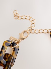 Tortoiseshell Brown Resin Link Necklace - Image 7 of 7