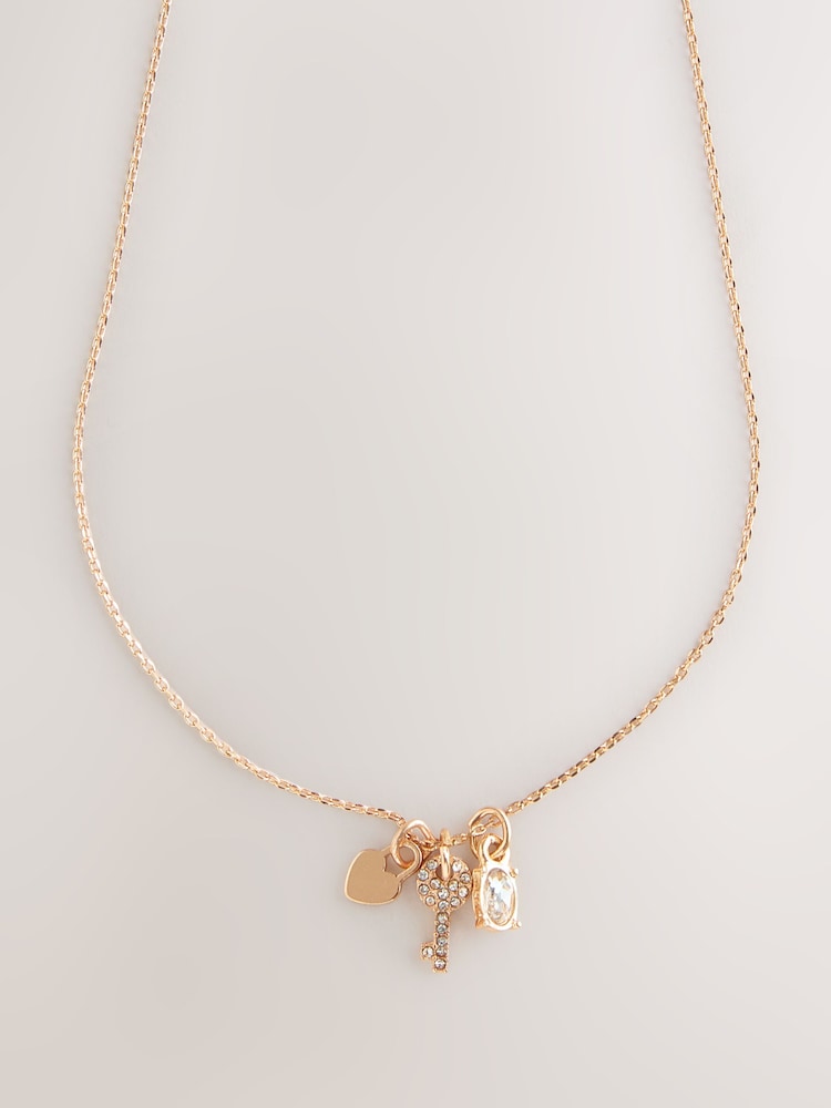 Gold Tone Lock And Key Delicate Necklace - Image 1 of 3
