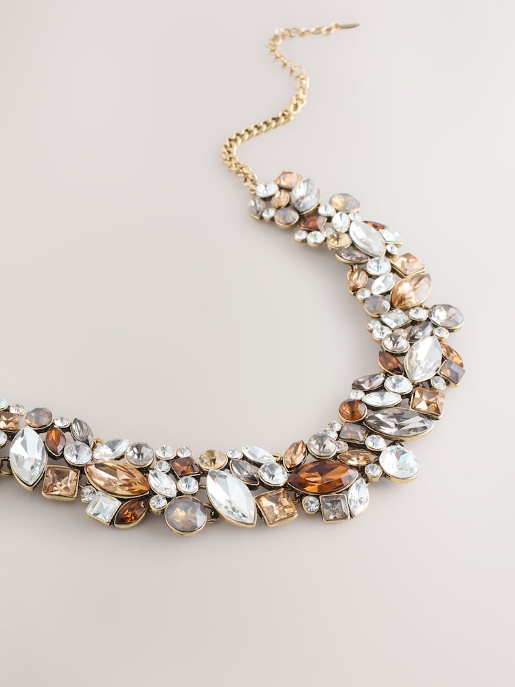Gold Tone Sparkle Chunky Collar Necklace - Image 5 of 5