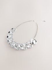 Silver Tone Hammered Disc Necklace - Image 2 of 5