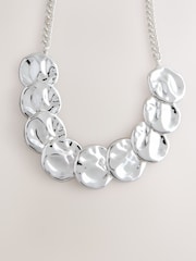Silver Tone Hammered Disc Necklace - Image 3 of 5