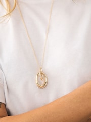 Gold Tone Interlocking Circle Pendant Necklace - Image 4 of 7