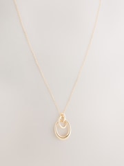 Gold Tone Interlocking Circle Pendant Necklace - Image 5 of 7