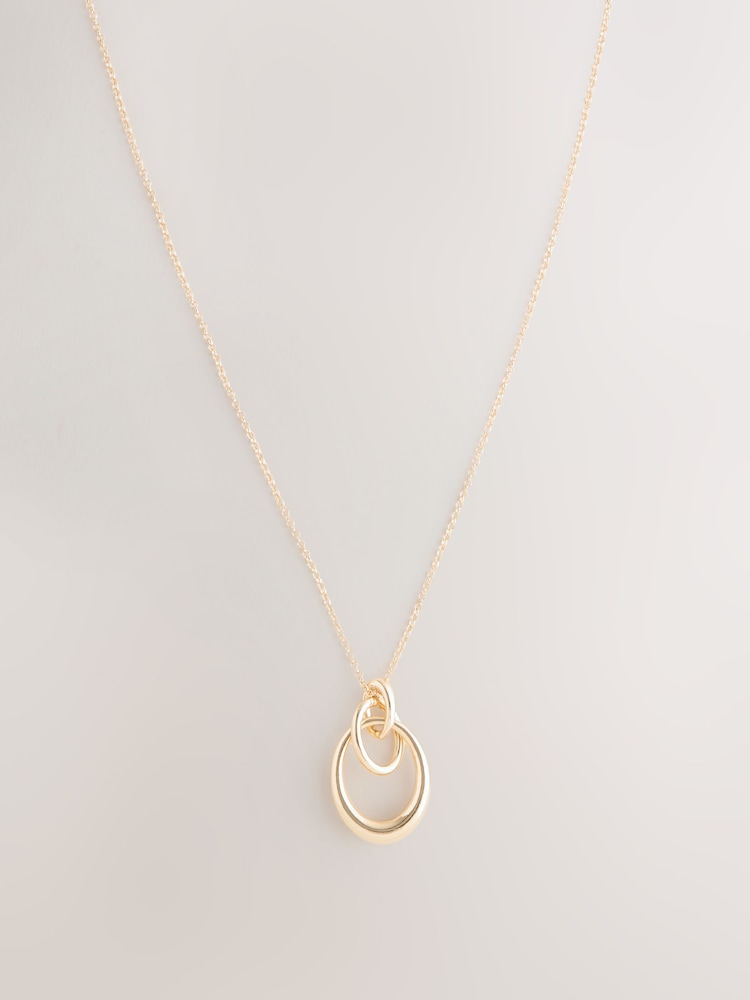 Gold Tone Interlocking Circle Pendant Necklace - Image 5 of 7