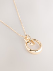 Gold Tone Interlocking Circle Pendant Necklace - Image 6 of 7