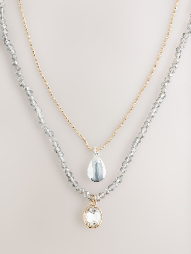 Silver Tone/Gold Tone Two Layer Sparkle Long Necklace - Image 1 of 3