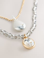 Silver Tone/Gold Tone Two Layer Sparkle Long Necklace - Image 2 of 3