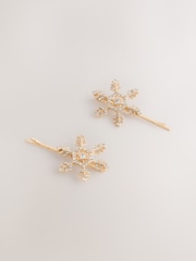 Gold Tone Christmas Snowflake Hair Clips - Image 10 of 10