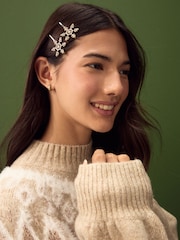 Gold Tone Christmas Snowflake Hair Clips - Image 3 of 10