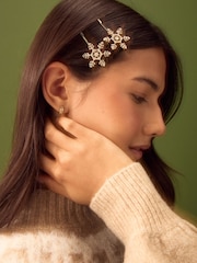 Gold Tone Christmas Snowflake Hair Clips - Image 5 of 10