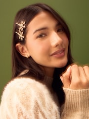 Gold Tone Christmas Snowflake Hair Clips - Image 6 of 10