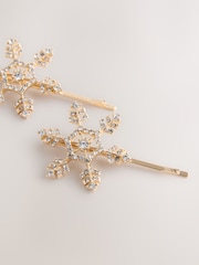 Gold Tone Christmas Snowflake Hair Clips - Image 7 of 10