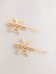 Gold Tone Christmas Snowflake Hair Clips - Image 9 of 10
