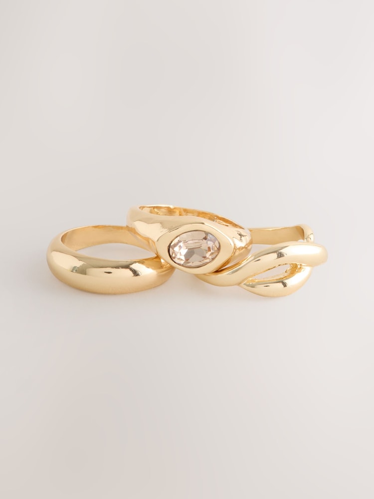 Gold Tone Shaped Twist Rings Pack - Image 1 of 3
