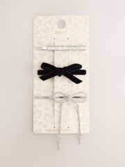 Silver Tone Sparkle Bow Hair Slides 3 Pack - Image 3 of 4