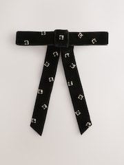 Black Embellished Velvet Bow Hair Barrette - Image 1 of 4