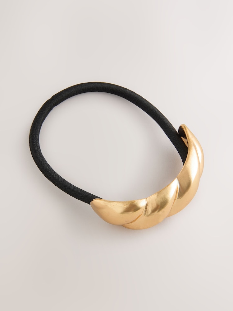 Black/Gold Tone Twist Hair Bobble - Image 1 of 3