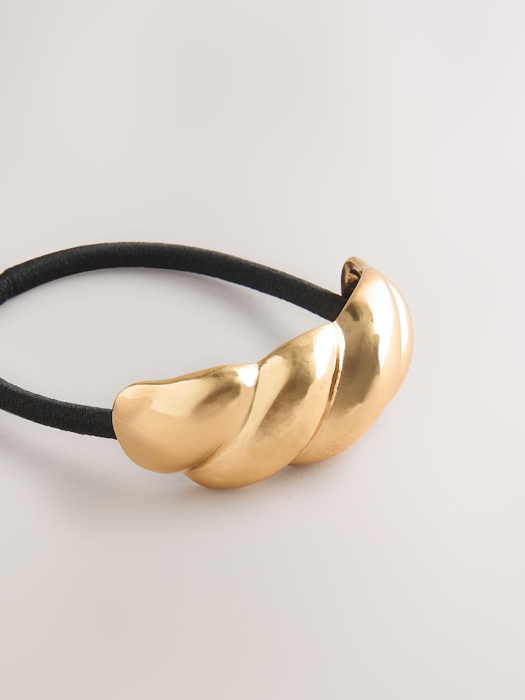 Black/Gold Tone Twist Hair Bobble - Image 5 of 5