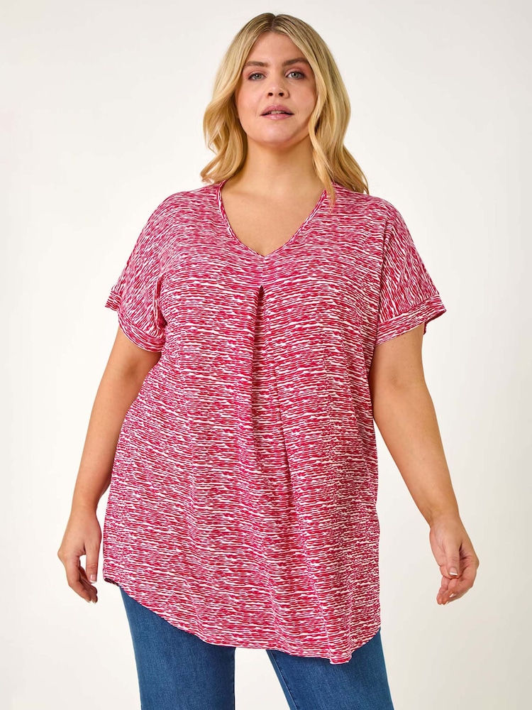 Roman Curve Pleat Front Printed Stretch Top - Image 1 of 5