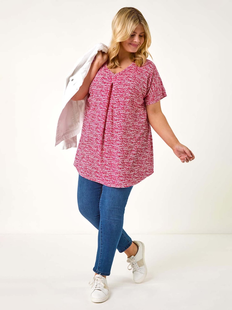 Roman Curve Pleat Front Printed Stretch Top - Image 2 of 5