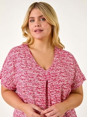 Roman Curve Pleat Front Printed Stretch Top - Image 4 of 5