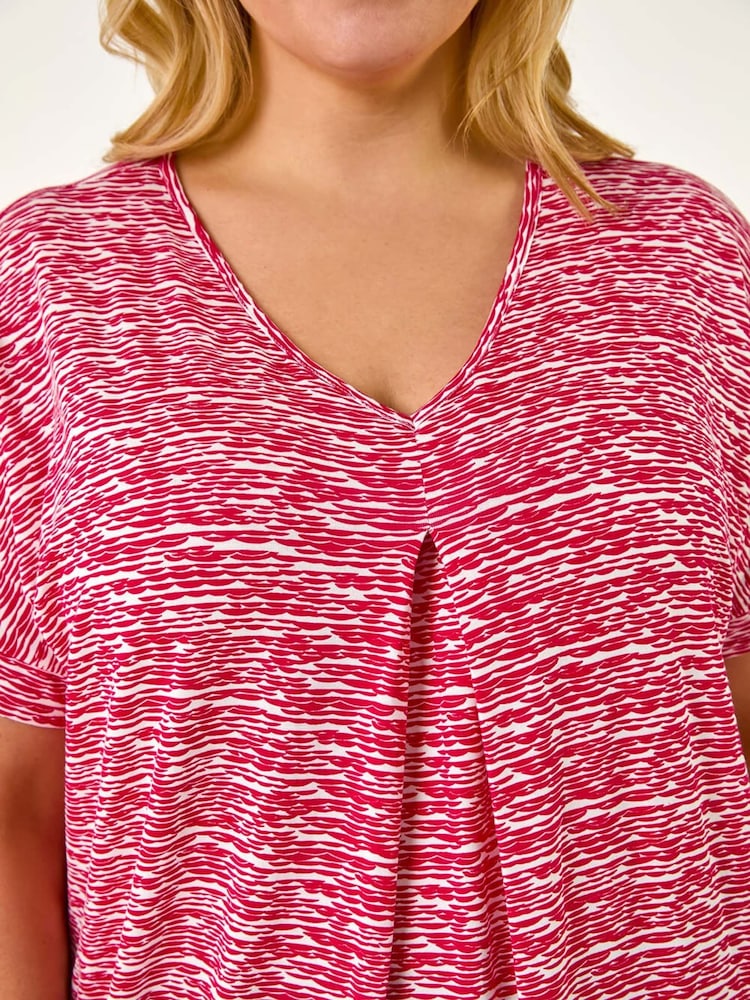 Roman Curve Pleat Front Printed Stretch Top - Image 5 of 5